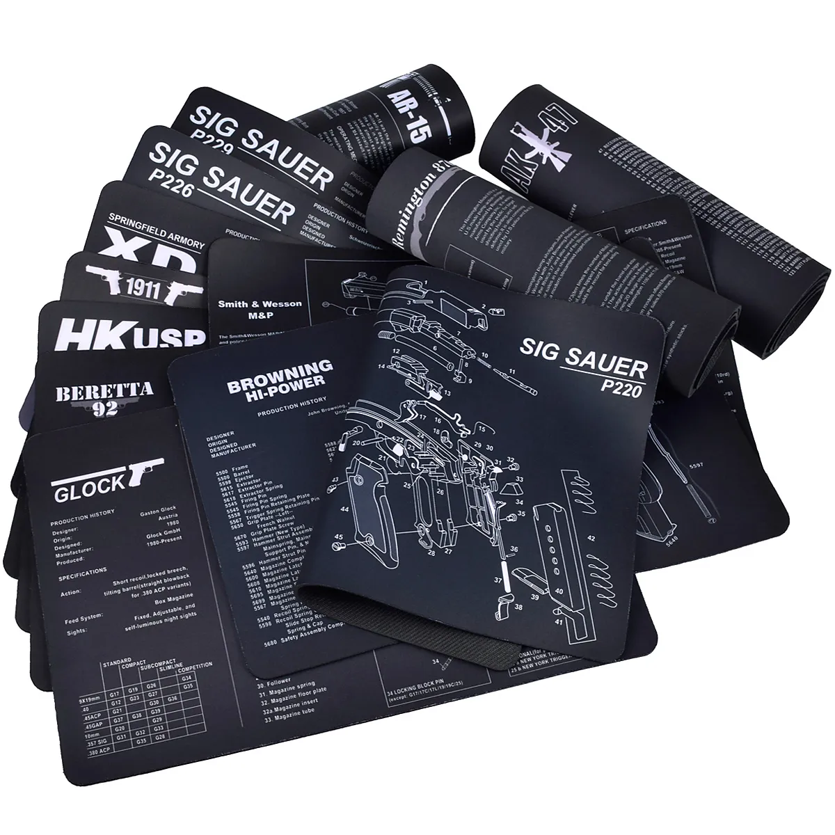 Gun Cleaning Mat Tactical Soft Rubber Mat With Parts Diagram And